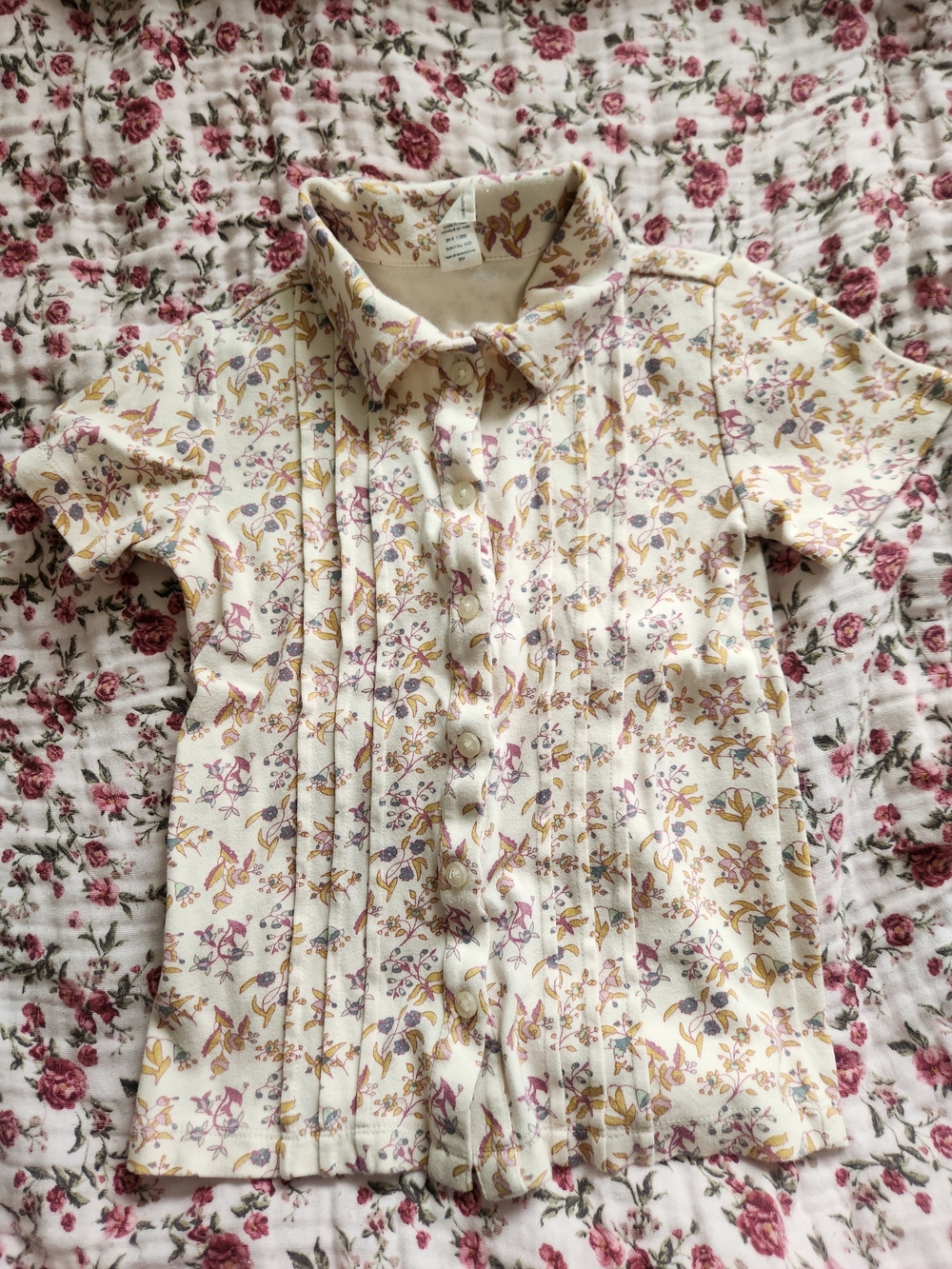 kate quinn Cream Farm Floral Button-Down Shirt Size 6